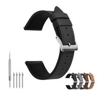 TODYSTRAP Uhrenarmband 20mm Leder, Schwarz Uhrenarmbänder für Herren, Ersatz Weiche Uhrenarmbänder, Smartwatch Armband mit Schließe Edelstahl, 18mm 20mm 22mm 24mm