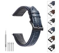 TODYSTRAP Uhrenarmband 20mm Leder, Uhrenarmbänder für Herren aus Blau Lychee-Leder, Ersatz, Weiche, Smartwatch Armband, 20mm 22mm