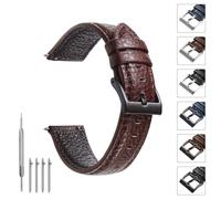 TODYSTRAP Uhrenarmband 20mm Leder, Uhrenarmbänder für Herren aus Braun Lychee-Leder, Ersatz, Weiche, Smartwatch Armband, 20mm 22mm