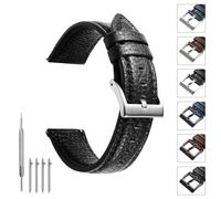 TODYSTRAP Uhrenarmband 20mm Leder, Uhrenarmbänder für Herren aus Schwarz Lychee-Leder, Ersatz, Weiche, Smartwatch Armband, 20mm 22mm