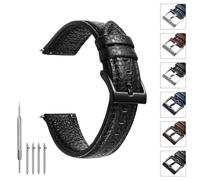 TODYSTRAP Uhrenarmband 20mm Leder, Uhrenarmbänder für Herren aus Schwarz Lychee-Leder, Ersatz, Weiche, Smartwatch Armband, 20mm 22mm