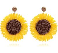 TOECCY Rattan Ohrringe für Damen Sonnenblumen Tropfen Ohrringe Boho Ohrringe Böhmische Statement Ohrringes Schmuck Geschenk für Frauen Sommer, Strand (Sonnenblumenfarbe）