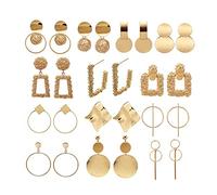 TOEECY 13 Paar Geometrische Runde Kreis Drop Stud Ohrringe in Goldfarbe - Hänger - Damen/Mädchen - Hypoallergen - Geeignet für Casual Anlässe