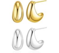 TOEECY 2 Paare Tropfenform Ohrstecker Hohlohrringe Glänzend Schmuckset Damenohrringe Elegant Steckerschmuck Hochwertig