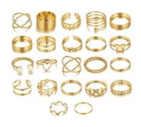 TOEECY 22 Stück Ringe Set Schmetterling Blume Herz Geometrisch Damen Schmuck Fingerringe Knöchelringe Stapelbar Verstellbar Vintage Minimalistisch