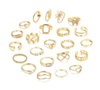TOEECY 22 Stück Ringe Set Schmetterling Blume Herz Geometrisch Damen Schmuck Fingerringe Knöchelringe Stapelbar Verstellbar Vintage Minimalistisch
