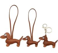 TOEECY 3 Stück Dackel Schlüsselanhänger Set Hund Taschenanhänger Kunstleder Anhänger Schlüsselbund Damen Handtasche Dekoration
