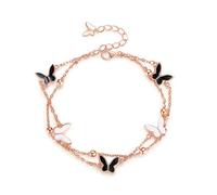 TOEECY Armband damen Schmetterling 925 Silber Plattiert Perle Armbänder Verstellbar Armkette Schmuck Valentinstag Muttertag Geburtstagsgeschenk Denkmal für Frauen Freundin Mutter Mädchen (Rosa Gold)