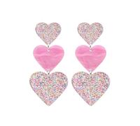 TOEECY Acryl Herz Ohrringe Retro Punk Baumeln Ohrringe Modisches Lange Ohrringe Damen Mädchen Schmuck Geschenke Herz Earring (Silber)