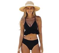 TOEECY Bikini Damen Set Rüschen Vausschnitt Bikiniset Zweiteilig Badeanzug Highwaist Badebekleidung Triangle Swimwear Push up Bademode Volant Strandmode Schwimmanzug