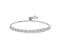 TOEECY Tennisarmband für Frauen 18K Vergoldete AAA + Zirkonia Verstellbare Blatt Tennis Armband Klassische Freundschaftsarmband Modeschmuck Geschenk (Silber)