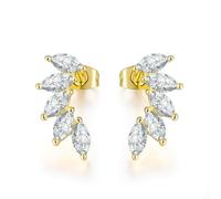 TOEECY Engelsflügel Ohrstecker Zirkonia Kristall Ohrringe Roségold Schmuck Elegante Blatt Ohrschmuck Damen Luxus Kletterer Ear Cuff