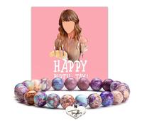 TOEECY Exquisites Armband Damen aus Naturstein mit Herzanhänger - Geburtstagsgeschenk für Frauen Freundschaftsarmbänder Festival Schmuck