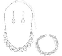 TOEECY Infinity Brautschmuck Set Kristall Halskette Armband Ohrringe Hochzeit Schmuckset Elegant Strass Damen Accessoires