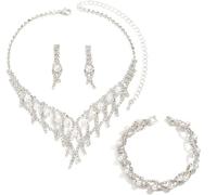TOEECY Infinity Brautschmuck Set Kristall Halskette Armband Ohrringe Hochzeit Schmuckset Elegant Strass Damen Accessoires