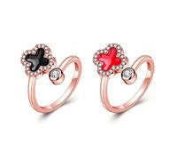 TOEECY Kleeblatt Zehenring Kristall Besetzt Offener Zehenring Verstellbar Schmuck Damen Zehenschmuck