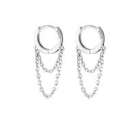 TOEECY Kreisförmige 925 Sterling Silber Ohrringe Quaste Kette Creolen Schmuck Damen Ohrhänger Elegant Minimalistisch Zeitlos