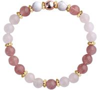 TOEECY Naturstein Perlenarmband Rosenquarz Marmor Armband Edelstein Schmuck Damenarmband Stretch Armreif