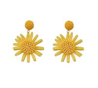 TOEECY Rattan Ohrringe für Frauen und Mädchen Blume Groß Handgemachte Geflochtenes Böhmischer Ethnischer Stil Boho Retro Mode Persönlichkeit Strand Geschenke Schmuck (Gelb)