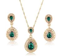 TOEECY TOEECYTropfen Schmuckset Kristall Halskette Ohrringe Elegant Luxuriös Damen Schmuck Hochwertig Glänzend Vintage Juwelenset