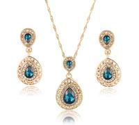 TOEECY TOEECYTropfen Schmuckset Kristall Halskette Ohrringe Elegant Luxuriös Damen Schmuck Hochwertig Glänzend Vintage Juwelenset