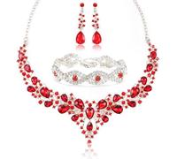 TOEECY TOEECYTropfenform Kristall Schmuckset Halskette Ohrringe Armband Elegant Luxuriös Hochwertig Strasssteine Damenschmuck