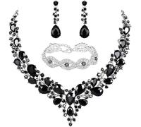 TOEECY TOEECYTropfenform Kristall Schmuckset Halskette Ohrringe Armband Elegant Luxuriös Hochwertig Strasssteine Damenschmuck