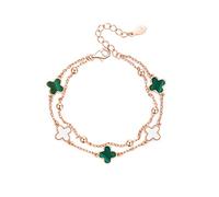 TOEECY Vierblättriges Kleeblatt Armband für Damen und Mädchen 18K Roségold Plattiert Versilbert Glücksarmband viel Glück Geschenke (Rose Gold Pfau)