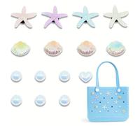 TOFBS 15 Stück Charm für Bogg Bags Abnehmbares Starfish Shell Handtasche Ornamente Wasserdichte Strand Taschen Dekoration DIY Anhänger Muster