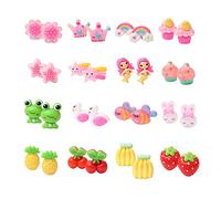 TOFBS 16 Paar Clip Ohrringe Set für Mädchen Kinder Ohrclips Ohne Ohrloch Ohrringe Blume Stern Regenbogen Erdbeere Frosch Krone Dress Up Prinzessin Schmuck Set