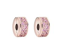 TOFBS 2 Stück Charms Anhänger Damen 925 Sterling Silber Pavé Clip Zirkonia Bead Charm Schmuck Geburtstagsgeschenke Denkmal für Frauen Freundin Mutter (Roségold Rosa)