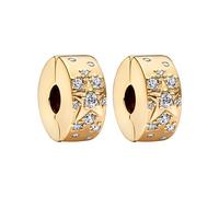 TOFBS 2 Stück Charms Anhänger Damen 925 Sterling Silber Sonne Mond Sterne Pavé Clip Zirkonia Bead Charm Schmuck Geburtstagsgeschenke Denkmal für Frauen Freundin Mutter (Gold#2)