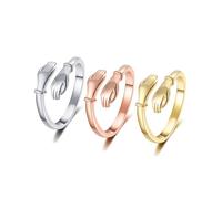 TOFBS 3 Stück Umarmungsringe für Frauen 925 Sterling Silber Ringe Vergoldet Verstellbar Ring Set Freundschaftsringe Modeschmuck Geschenk Frauen Mädchen Schwester Mutter