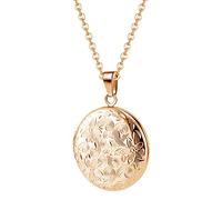 TOFBS Bilder Medaillon zum öffnen mit Kette Rund Blume Damen Herren Halskette Edelstahl Amulett Anhänger mit foto Schmuck (Rosegold)