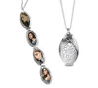 TOFBS Bilder Medaillon zum öffnen mit Kette Rund Blume Damen Herren Halskette Messing Amulett Anhänger mit foto Schmuck (Silber*4 foto)