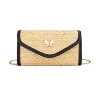 TOFBS Crossbody Tasche Damen Umhängetasche Stroh Schultertasche Klein Handtasche Strandtasche Strohtaschen mit Kette Damenschultertaschen Women Handbags