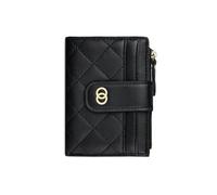 TOFBS Damen Geldbörse PU Leder Faltbare Brieftasche Kleines Portemonnaie mit Zipper Pocket Viele Fächer Kartenhalter Geldbeutel Geschenke für Mädchen Frauen Schwarz