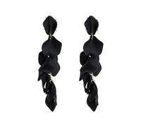TOFBS Elegant Tropfen Statement Quaste Blumen Ohrringe Rosenblüten Baumeln Blumen Ohrringe Schmuck Zubehör (Schwarz/Lang)