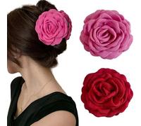 TOFBS Haarklammer 2 Stück Rosen Krallenclips Damen Rutschfeste Haar Haarklammern Starker Halt Styling Accessoires Blumen Klammer für Frauen Mädchen Geschenke (Rosa + Rot)