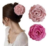 TOFBS Haarklammer 2 Stück Rosen Krallenclips Damen Rutschfeste Haar Haarklammern Starker Halt Styling Accessoires Blumen Klammer für Frauen Mädchen Geschenke（Rosa + Lotuswurzel Rosa）