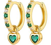 TOFBS Herzform Creolen Ohrringe S925 Silber Nadel Kristall Zirkonia Schmuck Damen Huggie Hoop Elegante Ohrhänger