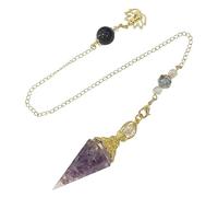 TOFBS Kegelförmiges Pendel Halskette Chakra Edelstein Kristall Heilstein Schmuck Mehrfarbig Vintage Kette