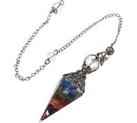 TOFBS Kegelförmiges Pendel Halskette Chakra Edelstein Kristall Heilstein Schmuck Mehrfarbig Vintage Kette
