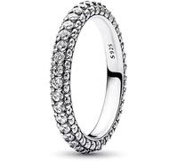 TOFBS Luxuriöser Rundherum Pavé Zirkonia Ring Sterling Silber S925 Ewigkeitsring Schmuckstück Damenring Glänzender Kristallbesetzter Schmuck