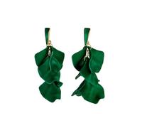 TOFBS Ohrringe Damen Rose Blumen Lange Hängend Quasten Ohrstecker Elegant Tropfen Statement Rosenblüten Silber 925 Ohrringe Hochzeit Brautjungfer Schmuck für Frauen Mädchen Grün