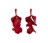 TOFBS Ohrringe Damen Rose Blumen Lange Hängend Quasten Ohrstecker Elegant Tropfen Statement Rosenblüten Silber 925 Ohrringe Hochzeit Brautjungfer Schmuck für Frauen Mädchen rot