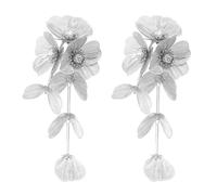 TOFBS Ohrringe für Damen 925 Silber Nadel Ohrring Personalisierter Übertriebene Tropfen Ohrringe Hohl Metall Filigrane Blumenohrringe Modeschmuck(Silber)