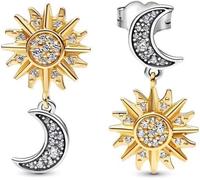 TOFBS Ohrringe Silber 925 Damen Sonne und Mond Ohrring Zirkonia Goldene Hypoallergen Ohrstecker Gold Schmuck Geburtstags Geburtstags Hochzeits für Mädchen Frauen (#1)