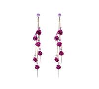 TOFBS Rose Lang Hängende Ohrringe mit Zirkon Quasten - Elegant Blume Statement Tropfen Ohrstecker für Hochzeit Schmuck - Für Frauen Mädchen