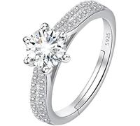 TOFBS Sternform Zirkonia Verlobungsring Silber 925 Damenring Einstellbar Schmuck Mädchen Jugendliche Eleganter Kristallring